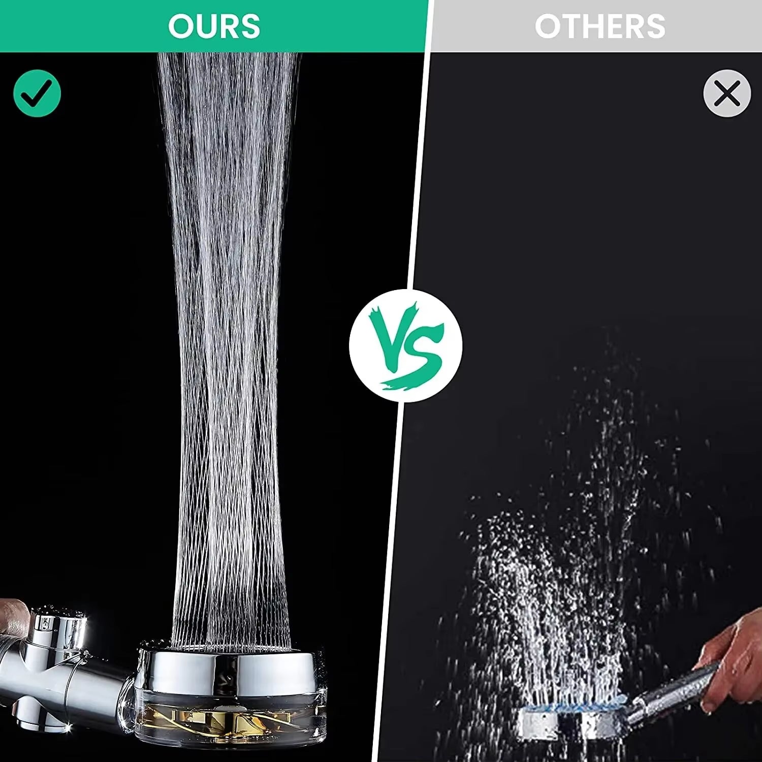 High Pressure Shower Head Rainfall Water Saving 360 Rotating Twin Turbo Propeller Fan Showerhead Bathroom Accessories