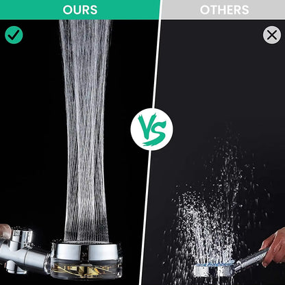 High Pressure Shower Head Rainfall Water Saving 360 Rotating Twin Turbo Propeller Fan Showerhead Bathroom Accessories