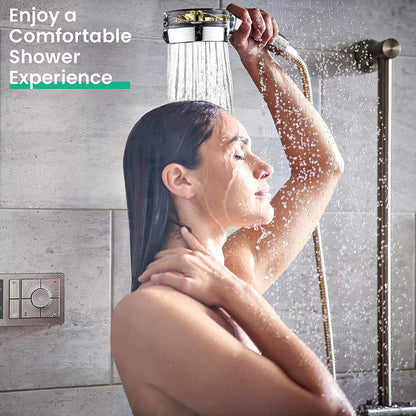 High Pressure Shower Head Rainfall Water Saving 360 Rotating Twin Turbo Propeller Fan Showerhead Bathroom Accessories